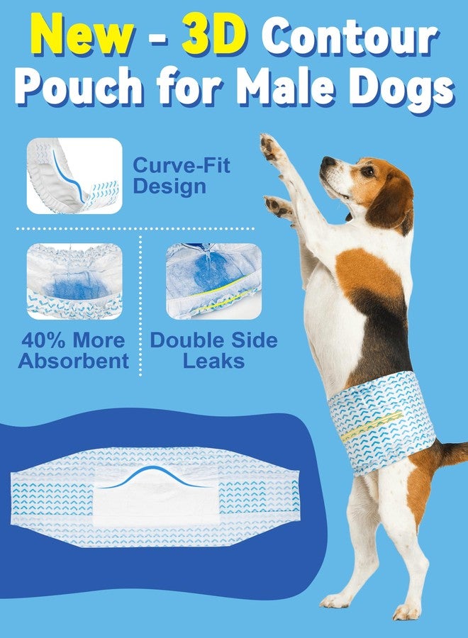 دونو حفاضات دونو للكلاب الذكور، حفاضات استخدام مرة واحدة للكلاب الذكور مع مؤشر للبلل، حفاضات فائقة الامتصاص للجراء الذكور، قلب ثلاثي الأبعاد، مانعة للتسرب بزاوية 360 درجة لسلس البول والتهيج، 16 حفاضة، صغير - Image 2